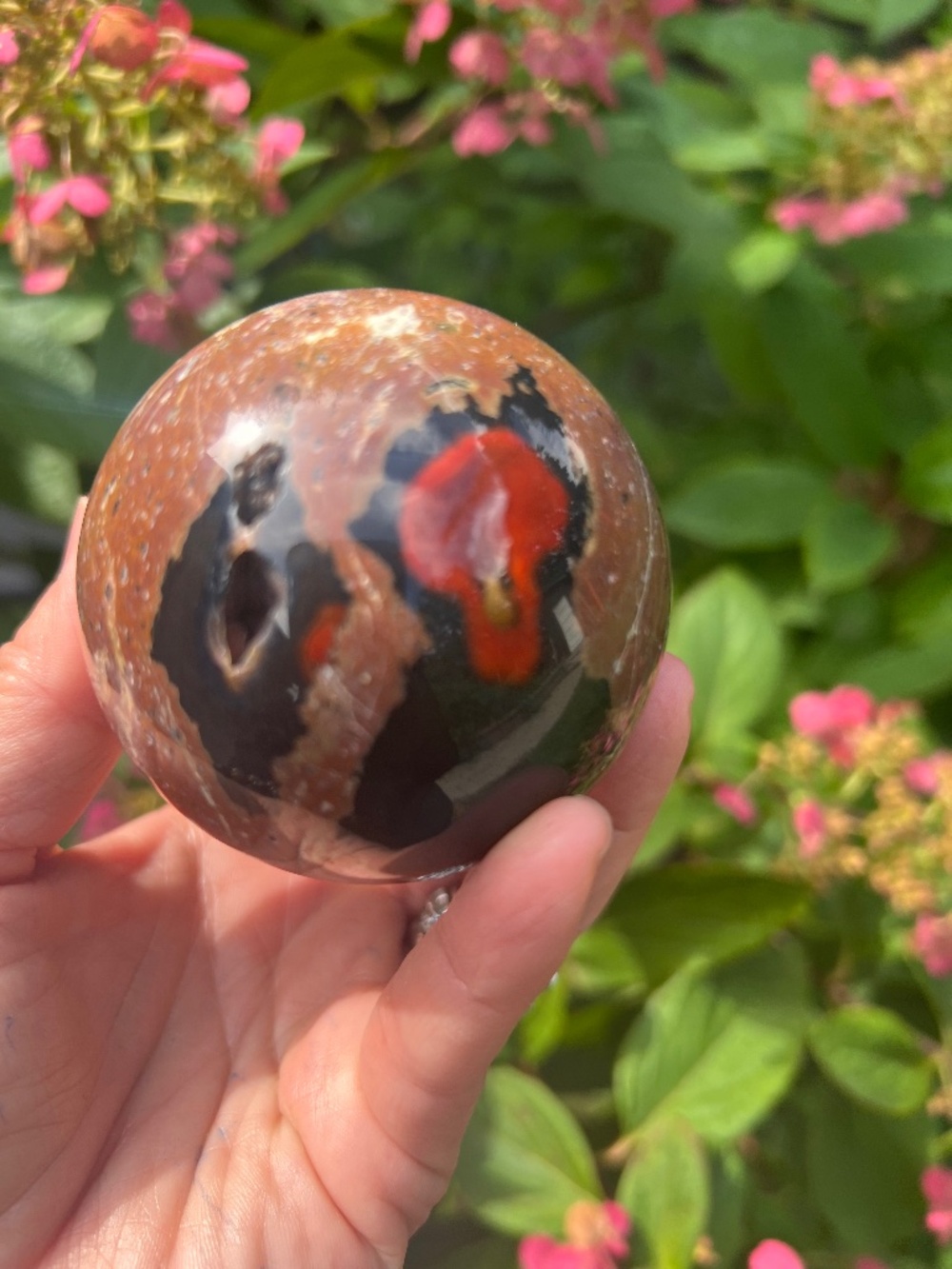 Red (4) fox crater agate sphere | crystal